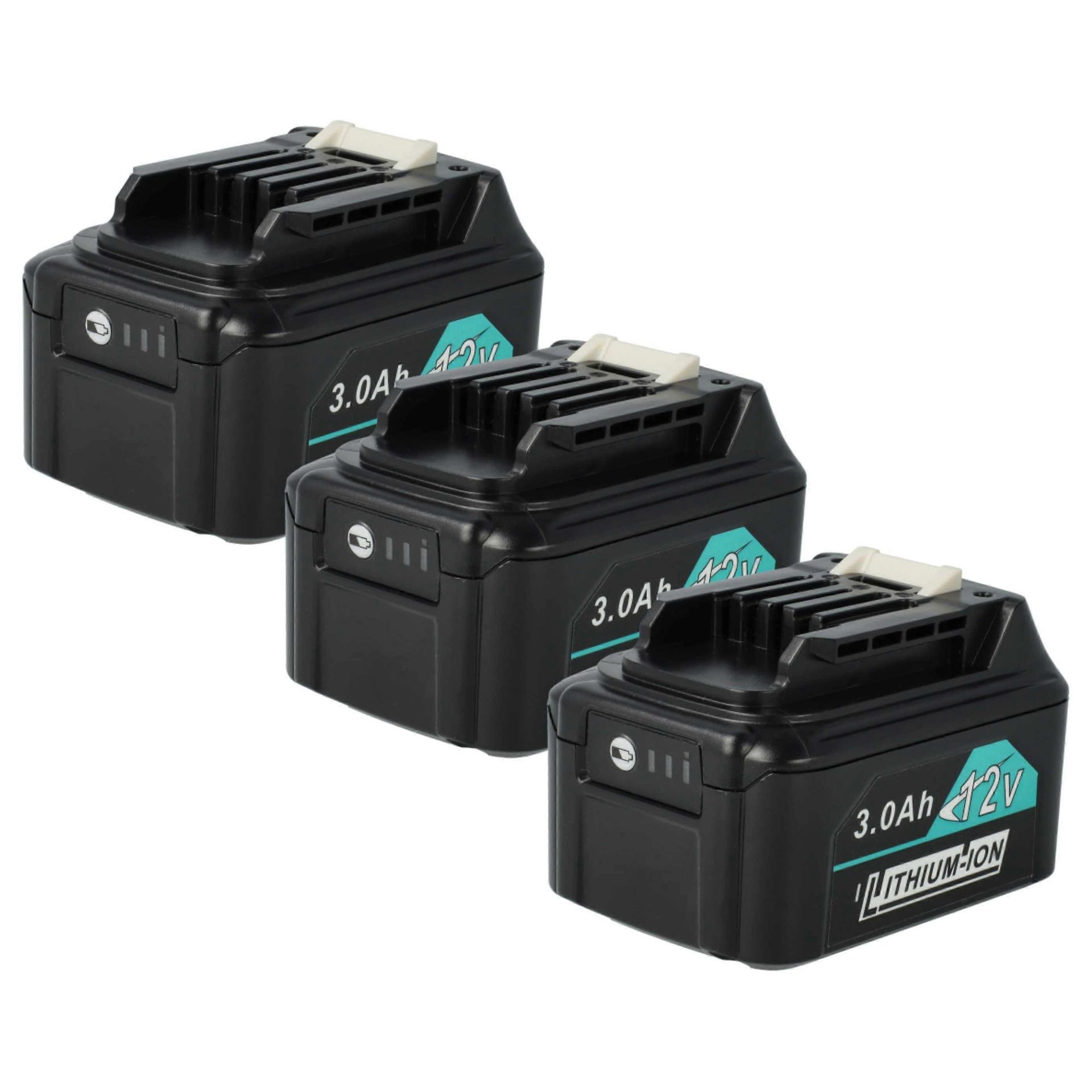 vhbw 3x akumulator kompatybilny z narzędziem Makita CL107FD, CL106FDSY, CL106FDSMW, CL106FDZ, CL106FDSYW, CL107FDSM, CL106FDZW (3000 mAh, Li-ion, 1...