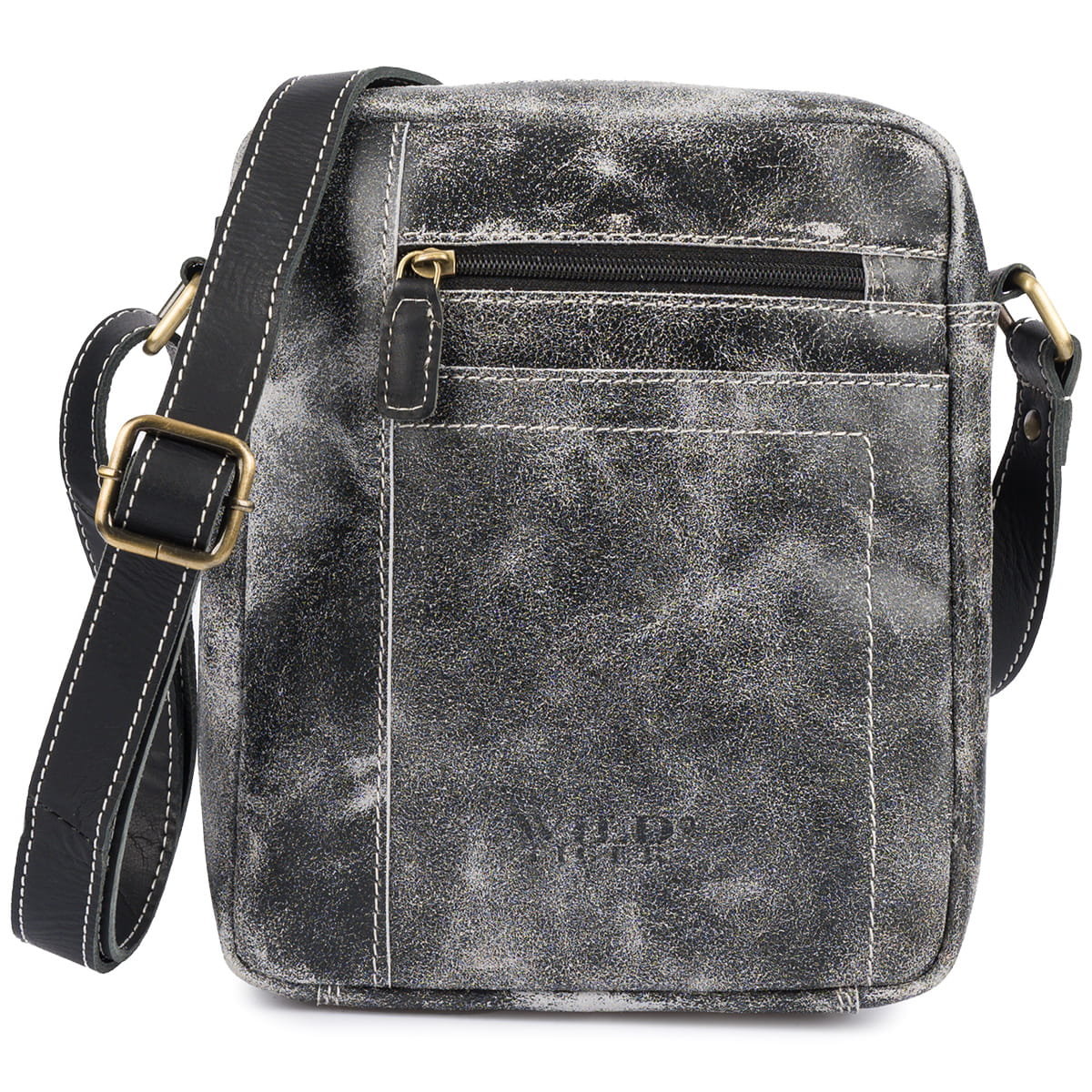 Skórzana listonoszka męska z kieszeniami Wild Tiger czarna