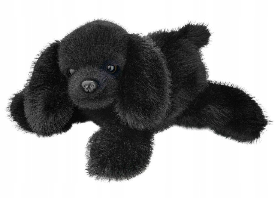 Maskotka Piesek Czarny Labrador Młody Leżący - 28cm