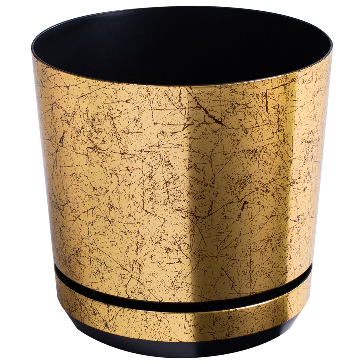 14 cm wzór STARE ZŁOTO * Doniczka z podstawką * klasyczna *elegancka *rustykalna * z połyskiem * z drenażem