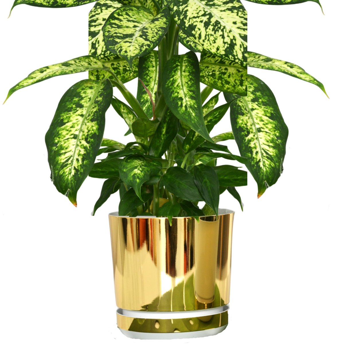 14 cm wzór ZŁOTO - BIAŁA Doniczka z podstawką * nowoczesna *elegancka *styl glamour * wysoki połysk * z drenażem