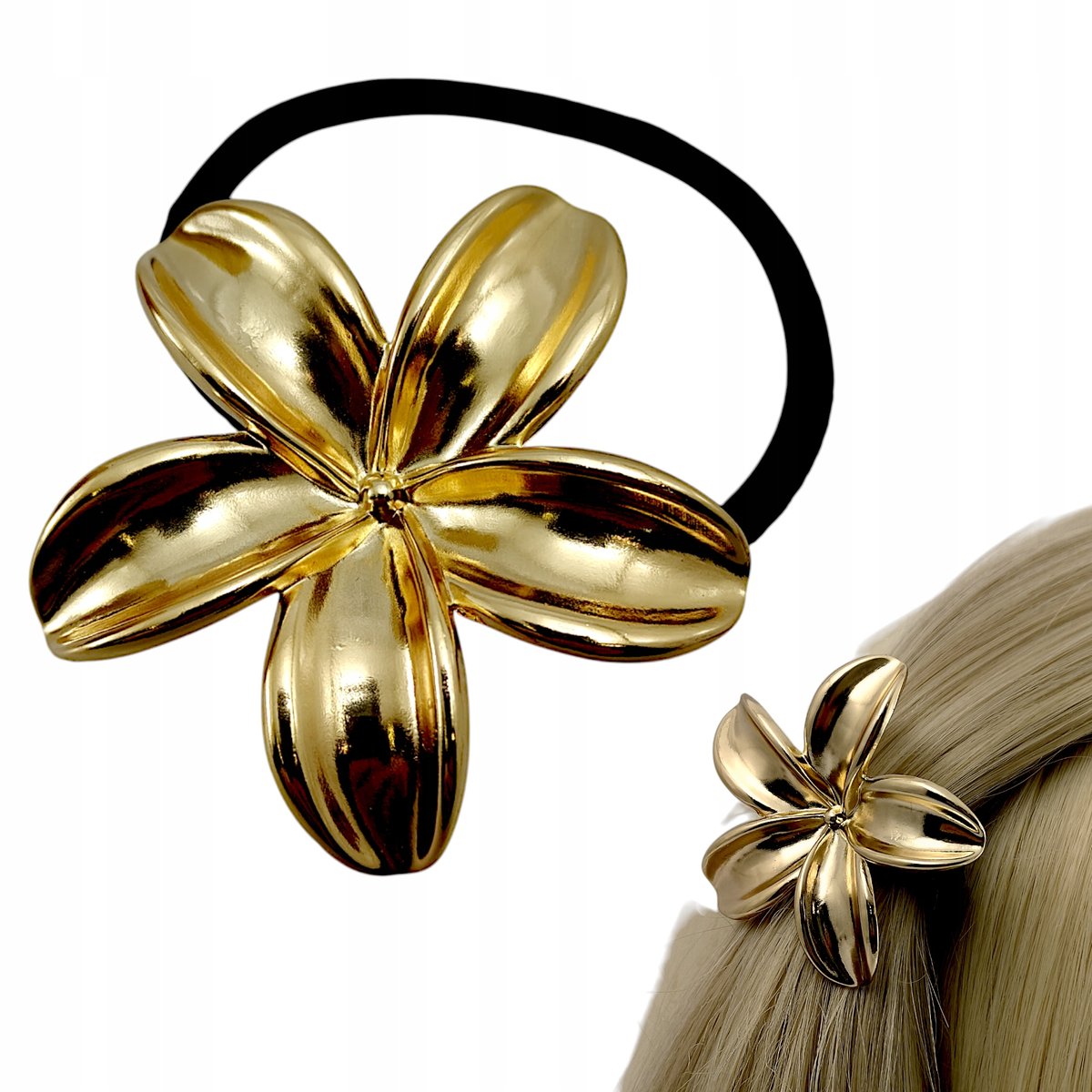 Gumka do włosów Mocna Metalowa Ozdobny kwiatek Na kucyk