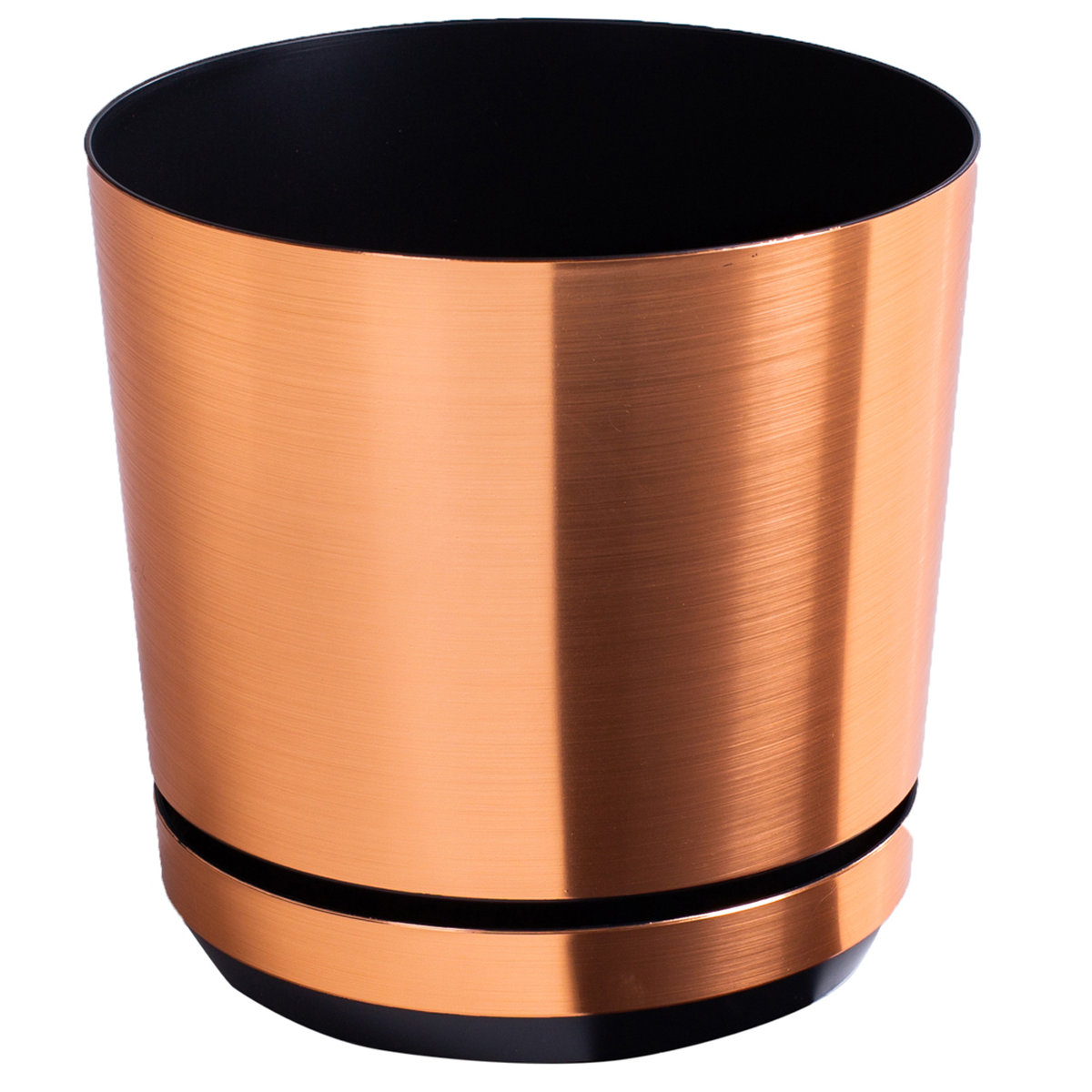 21 cm wzór MIEDŹ * Doniczka z podstawką * glamour * elegancka * z połyskiem * z drenażem * nowoczesna * industrialna * loft * miedziany efekt metalu..