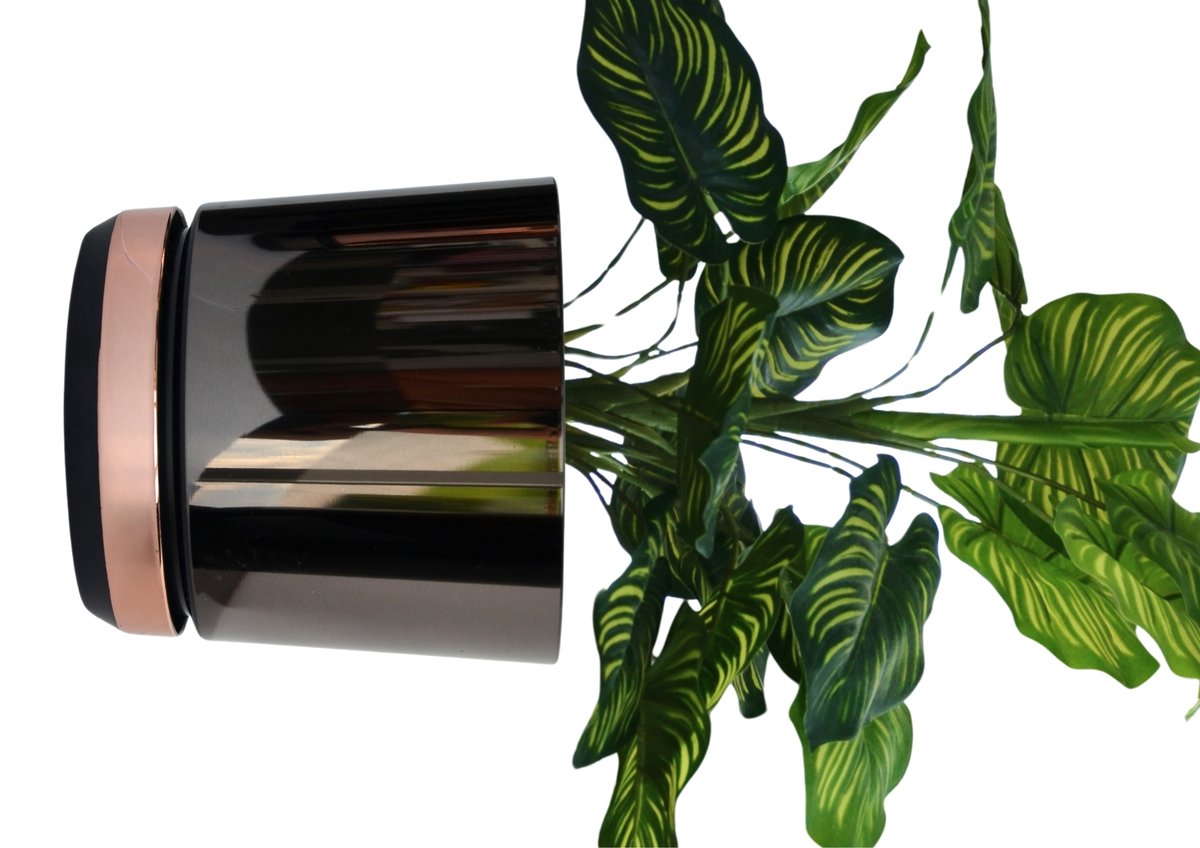 14 cm Doniczka DUO dwukolorowa CZARNA z podstawką ŁOSOSIOWA * nowoczesna * styl industrialny loft retro glamour * efekt lustra black * wysoki lustrz..