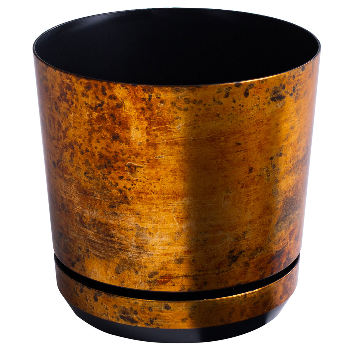14 cm wzór RDZA * Doniczka z podstawką * klasyczna *elegancka *rustykalna * z połyskiem * z drenażem * efekt postarzanego metalu * industrialna * lo..