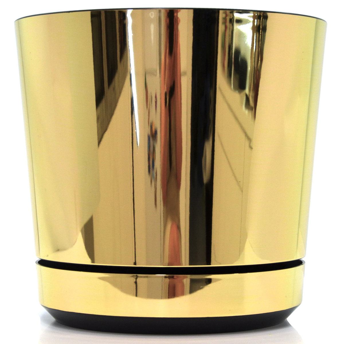 32 cm wzór ZŁOTY BŁYSZCZĄCY Doniczka z podstawką * nowoczesna * elegancka * styl glamour * wysoki połysk * z drenażem * duża szeroka donica