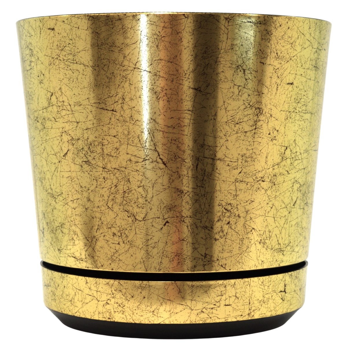 32 cm wzór STARE ZŁOTO * Doniczka z podstawką * klasyczna * elegancka * rustykalna * z połyskiem * z drenażem * duża szeroka donica