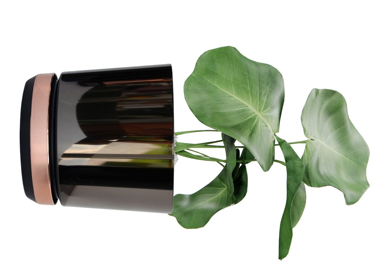 26 cm Doniczka DUO dwukolorowa CZARNA z podstawką ŁOSOSIOWA * nowoczesna * styl industrialny loft retro glamour * efekt lustra black * wysoki lustrz..