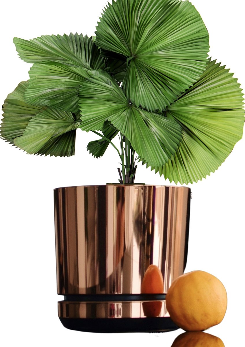 21 cm wzór ŁOSOSIOWY Doniczka z podstawką * nowoczesna elegancka różowe złoto * styl glamour * wysoki lustrzany połysk metaliczna * z drenażem * st..