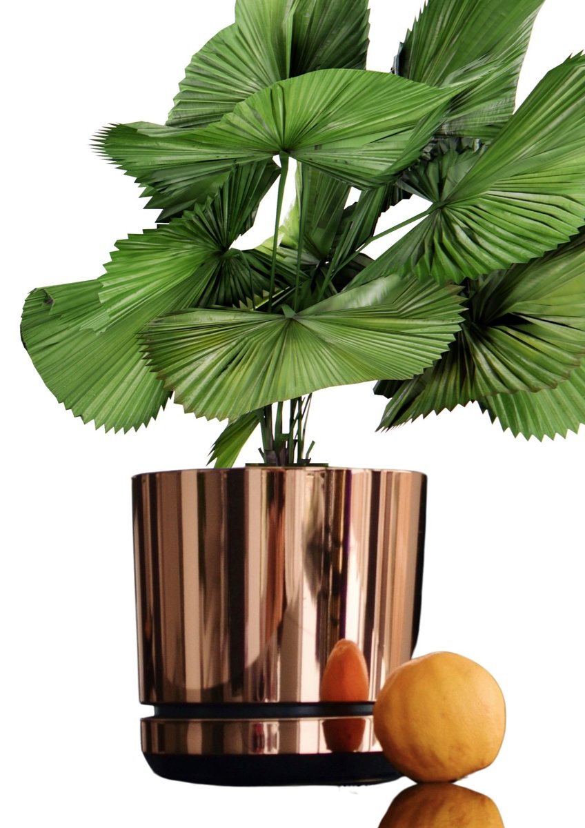 18 cm wzór ŁOSOSIOWY Doniczka z podstawką * nowoczesna elegancka różowe złoto* styl glamour * wysoki lustrzany połysk metaliczna * z drenażem * sty..