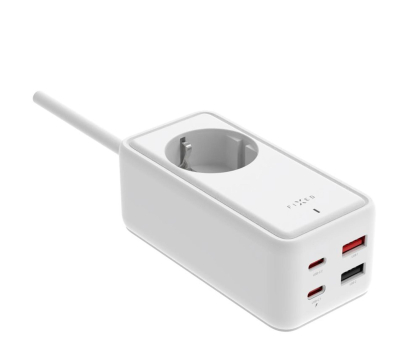 FIXED Ładowarka sieciowa GaN III 65W 2xUSB-C/2xUSB-A 3m PD biały