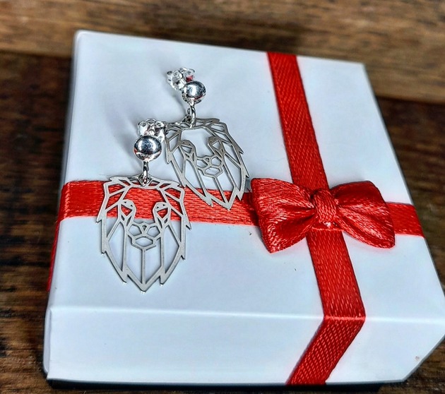 Kolczyki srebrne Lew dziki kot