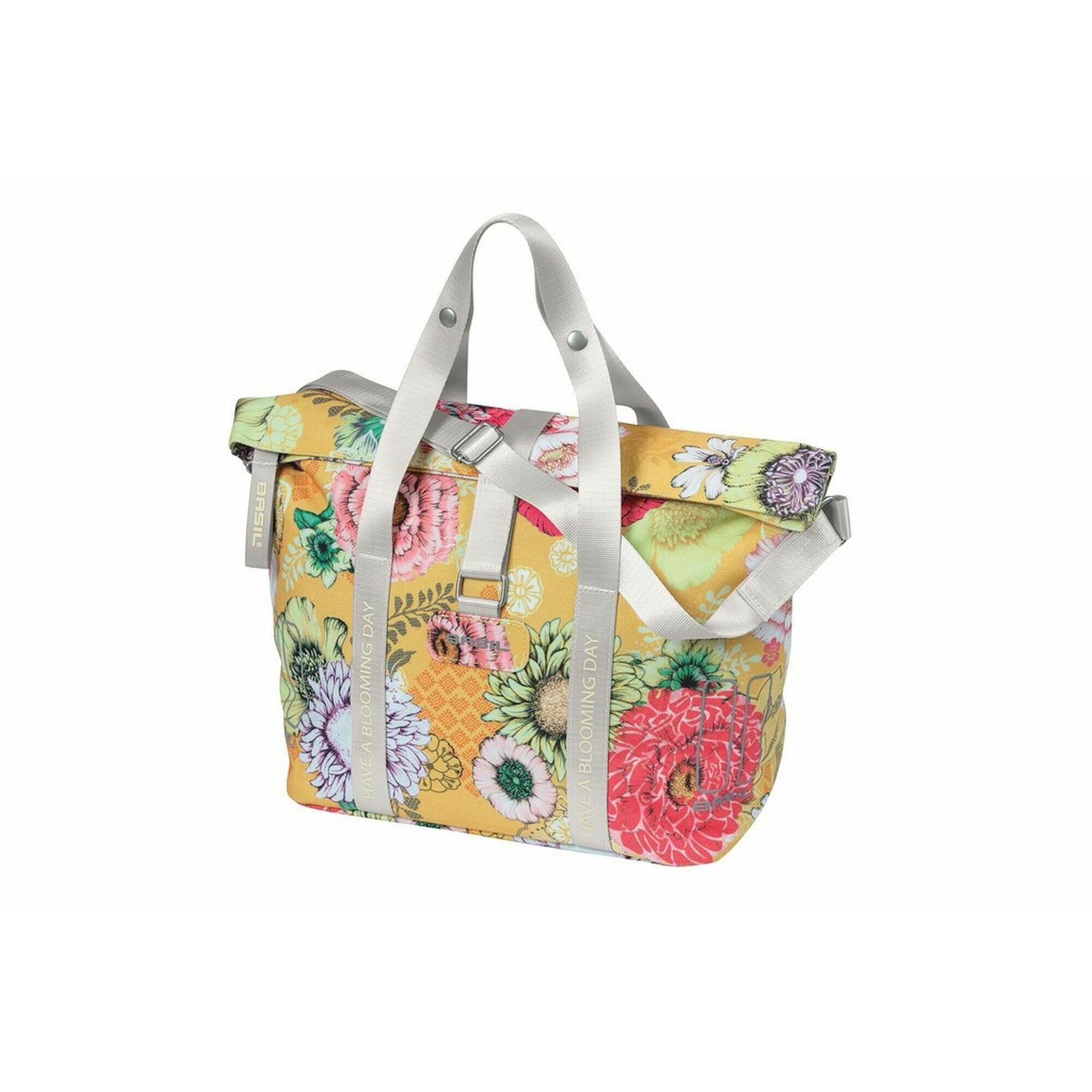 Basil Bloom Field Handbag 8-11l with 2 Hooks incl. KF Plate, żółty/kolorowy 2022 Sakwy 18165