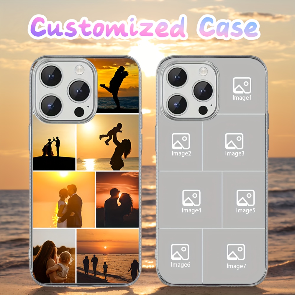 TEMU Indywidualny przezroczysty miękki etui na telefon TPU z 7 zdjęciami, odpowiedni dla rodziców, miłośników, świąt Bożego Narodzenia i Halloween.