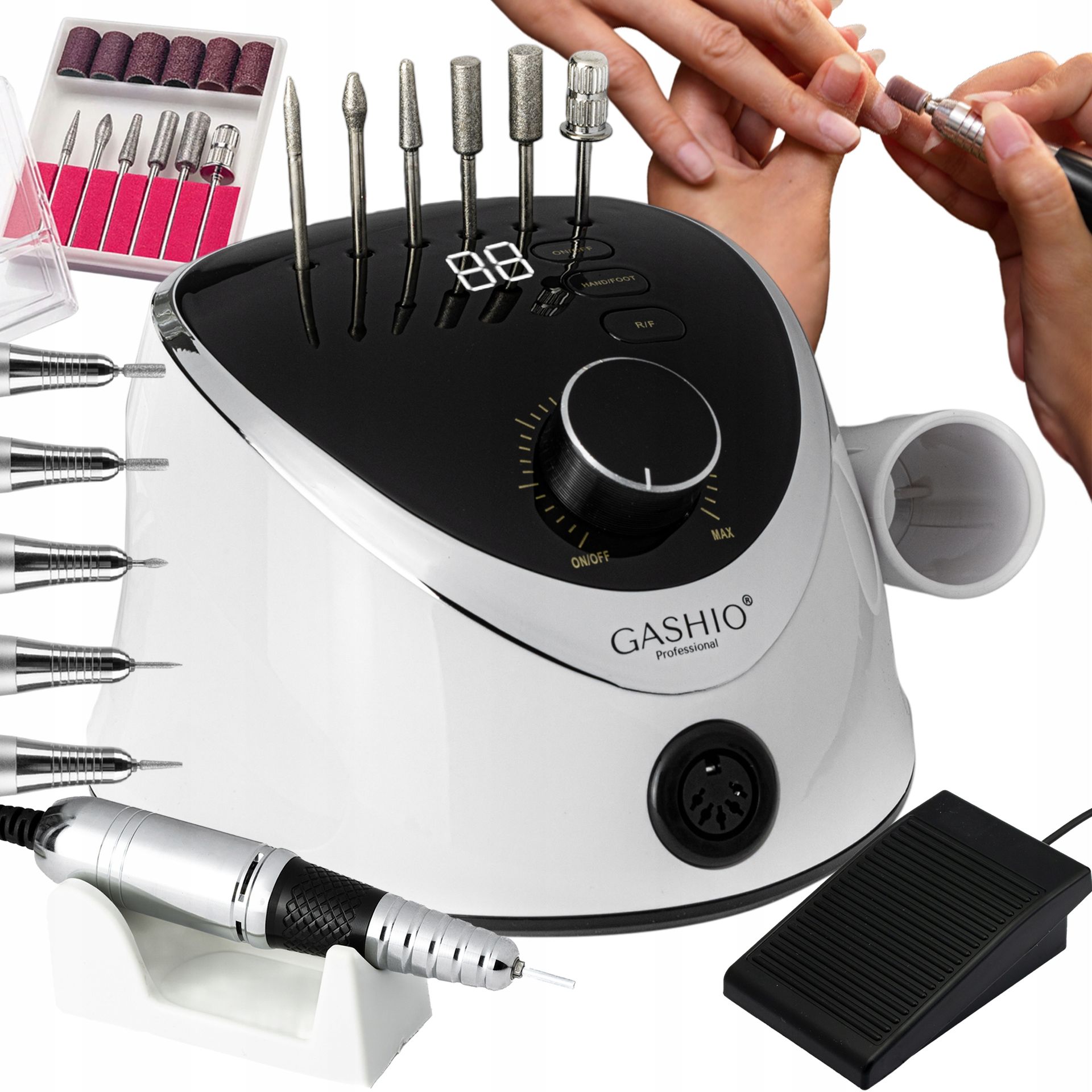 TEMU Frezarka Do Paznokci Premium Profesjonalna 65W Manicure z Frezami Mocna Premium / Stacjonarna Frezarka Do Paznokci Hybrydy Żeli Manicre Pedicure