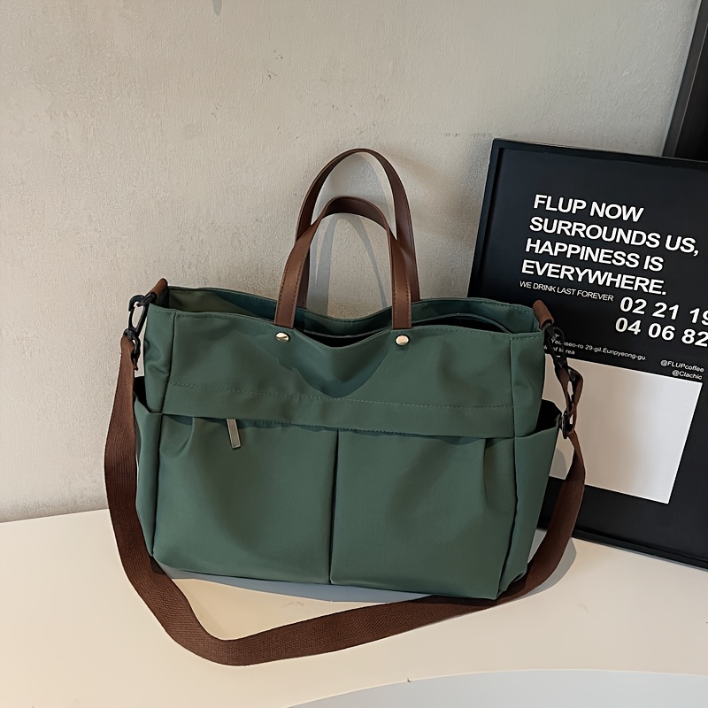 TEMU Damska minimalistyczna torba z nylonu z regulowanym paskiem na ramię i zamkiem błyskawicznym - Przestronna torba na co dzień i do pracy w