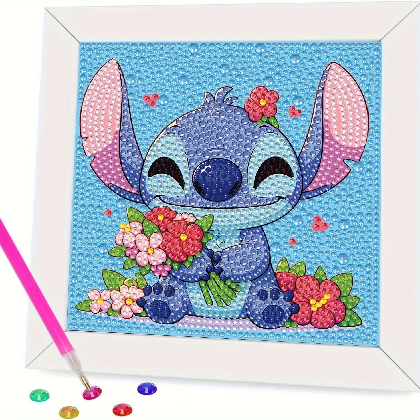 TEMU Zestaw do Malowania Diamentowego z Kryształkami IP Disney Stitch - Pełne Wiercenie, Narzędzia Ręcznie Robione, Relaksująca Dekoracja Sztuki