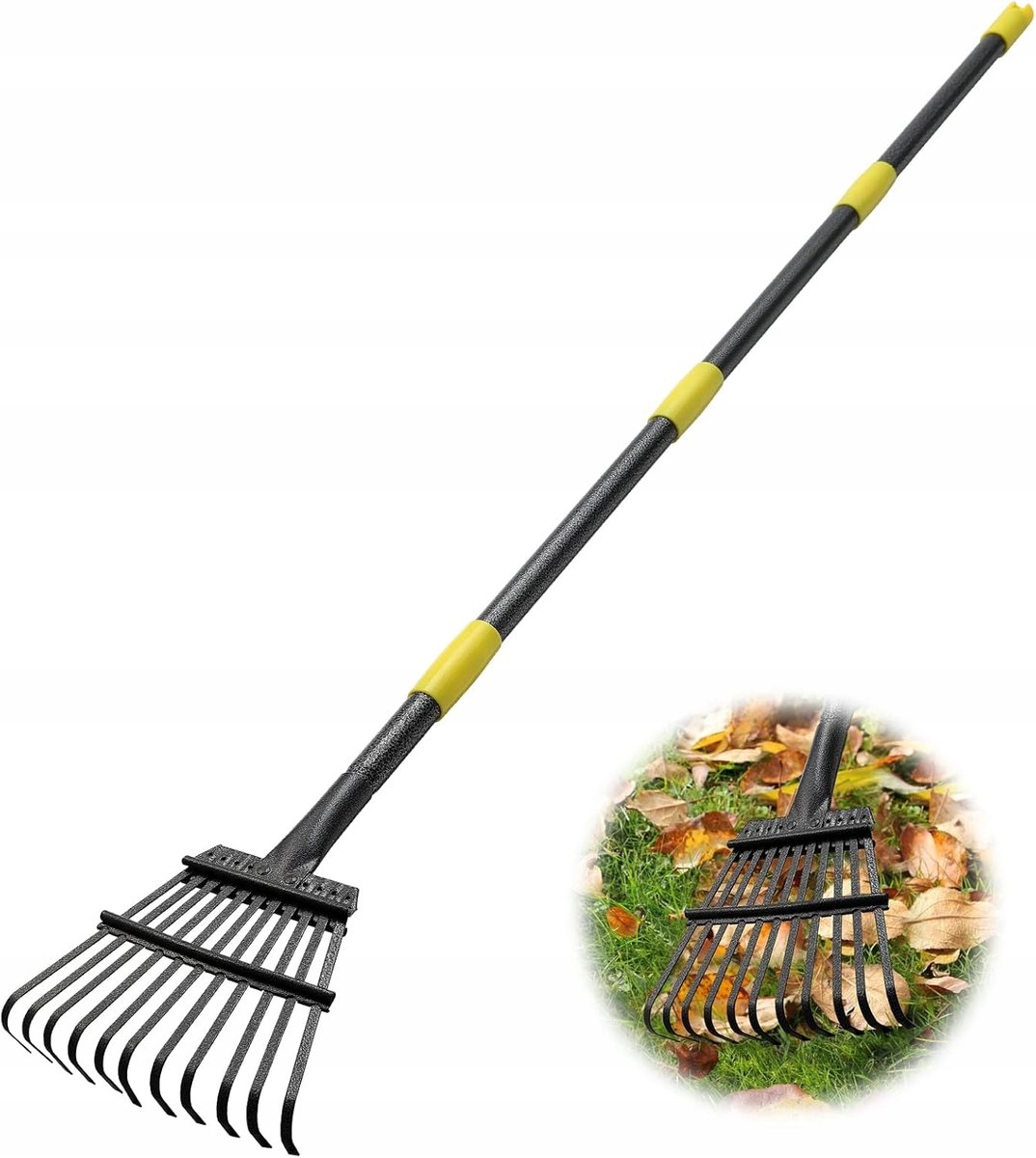 Grabie Ogrodowe do Liści 150 cm Metalowe 11 Zębów Regulowane