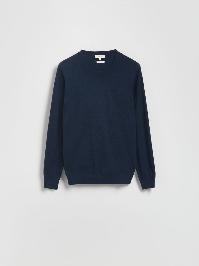 Reserved - Sweter z domieszką kaszmiru - granatowy
