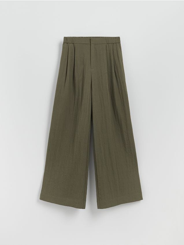 Reserved - Luźne spodnie z wiskozą - zielony