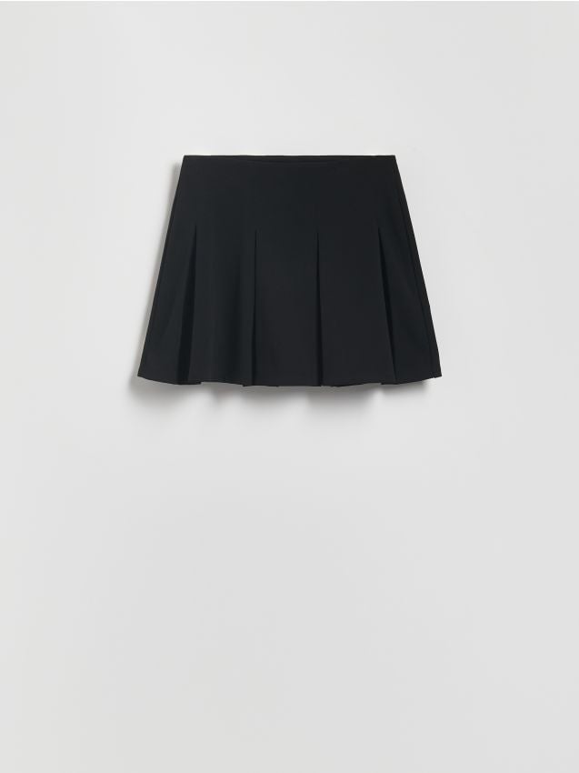 Reserved - Spódnica mini z plisami - czarny
