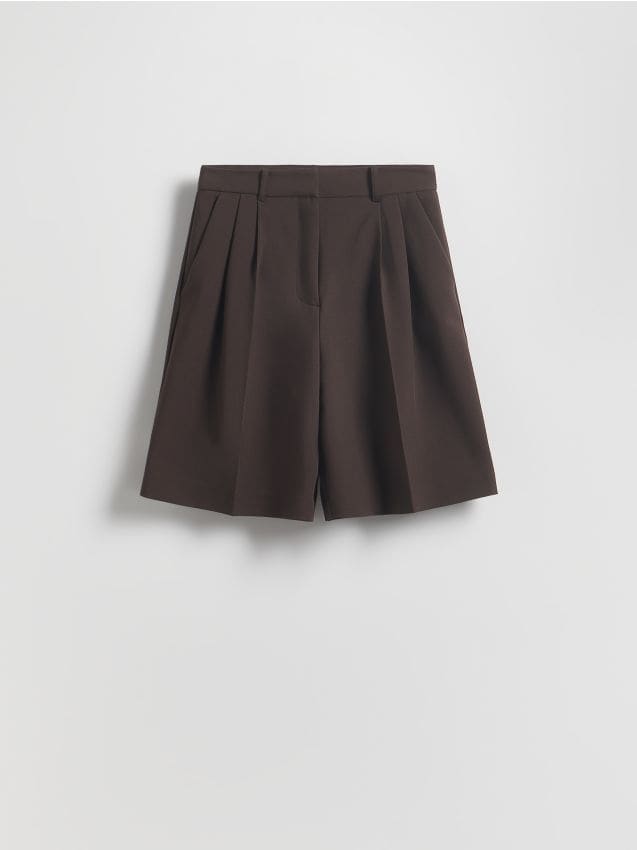 Reserved - Bermudy z kantem - ciemnobrązowy