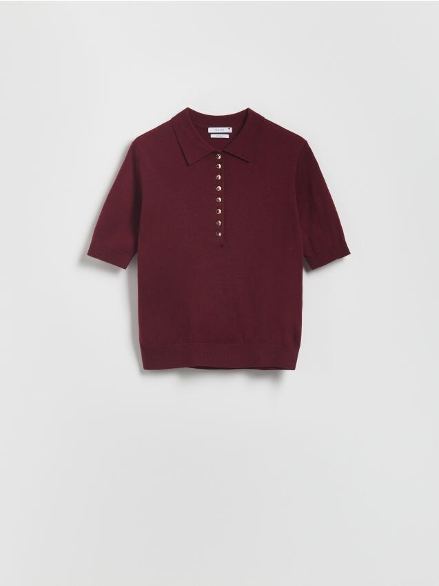 Reserved - Sweter z wełną - burgundowy