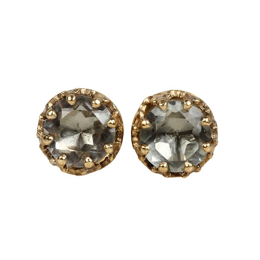 Kolczyki złote sztyfty Beau z zielonym ametystem