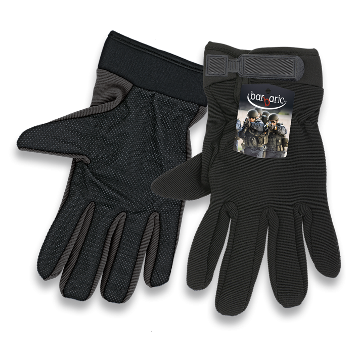 Rękawiczki Barbaric Velcro/Anti-Slip Adjustment Black Polyester (30594-NE)
