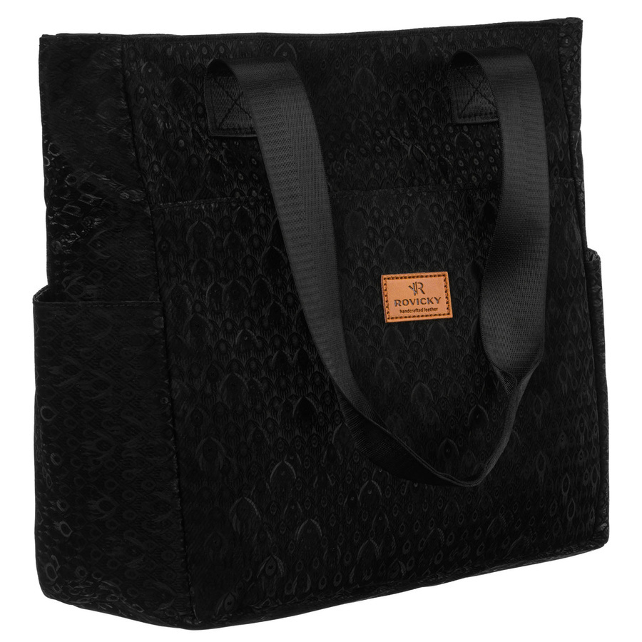 Torba materiałowa shopper w czarnym kolorze - Rovicky