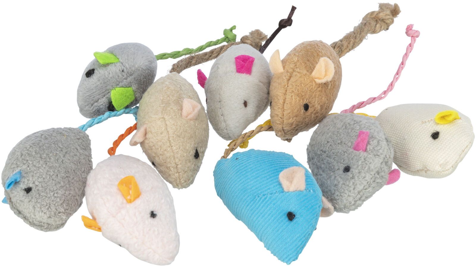 Zestaw myszek, dla kota, plusz, 5cm, z kocimiętką