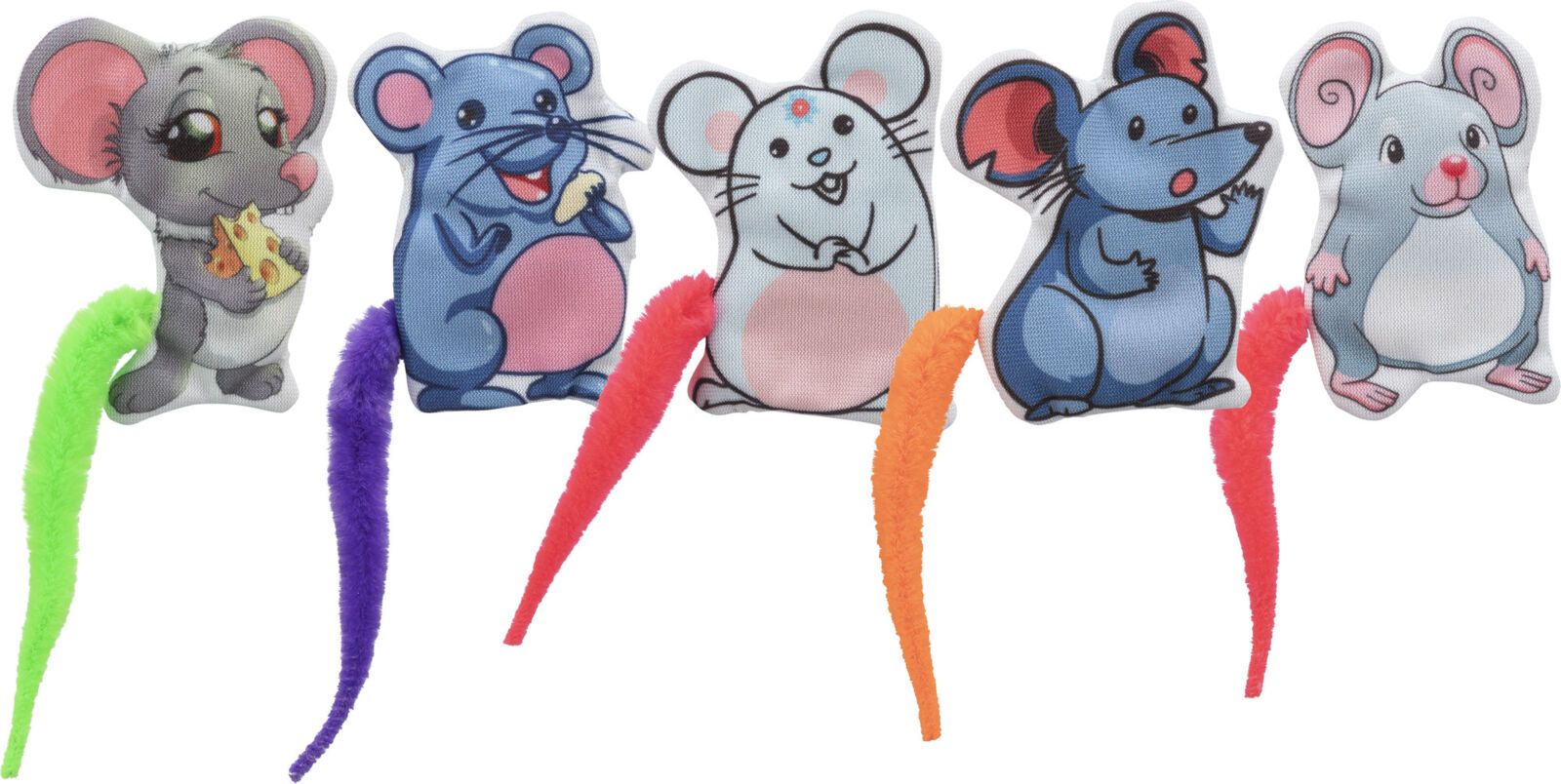 Zestaw myszek, dla kota, płaskie, poliester, 7, 5 cm, z kocimiętką