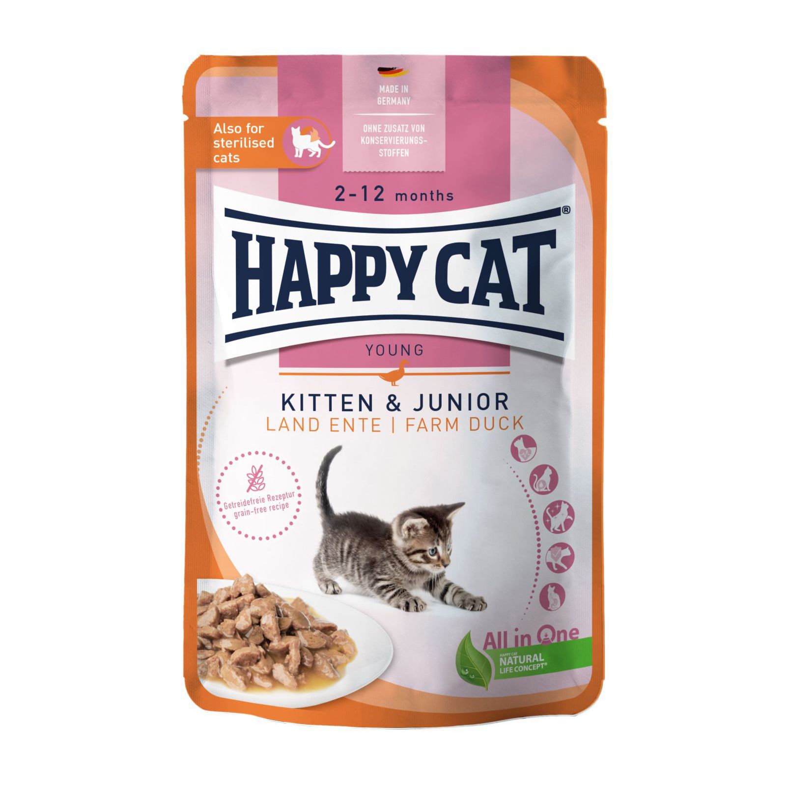 Kitten Junior Farm Duck, mokra karma, dla kociąt w wieku 2-12 mies., kaczka, saszetka - karma dla zwierząt