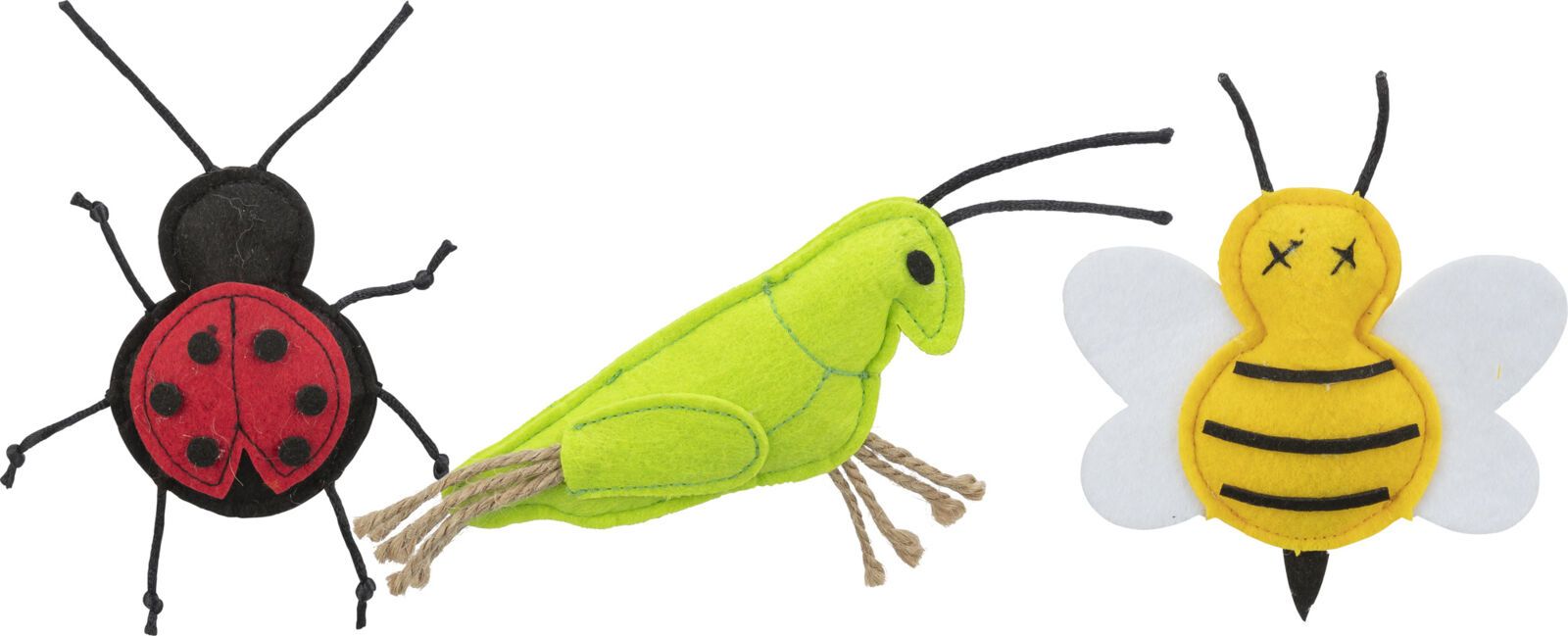 Zestaw insektów, dla kota, filc, 11 cm, z kocimiętką