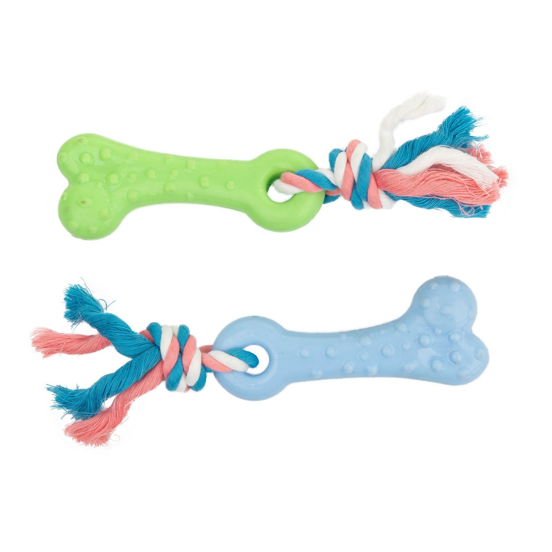 Zabawka, dla psa, kość, 12, 5 cm, z liną bawełnianą