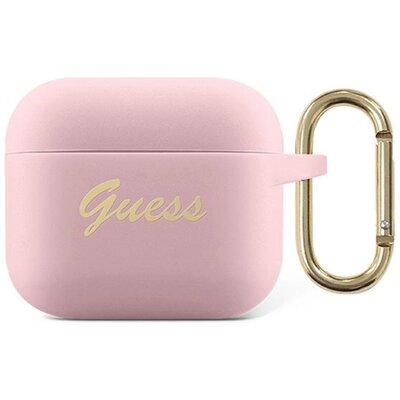GUESS Silicone Vintage Script do Apple AirPods 3 gen Różowy