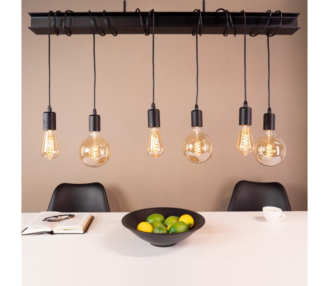 Eglo 43712 - Żyrandol na lince TOWNSHEND 6xE27/60W/230V czarny