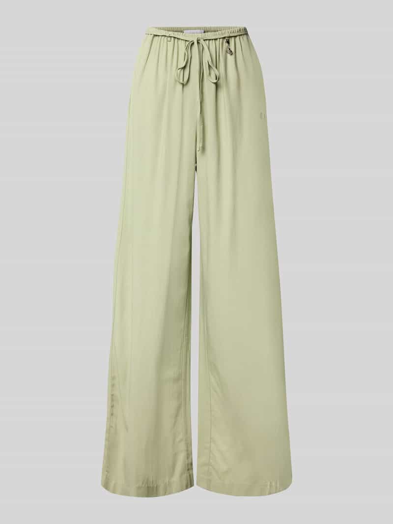 Spodnie materiałowe z szerokimi nogawkami z mieszanki wiskozy i lnu model ‘Emelie’