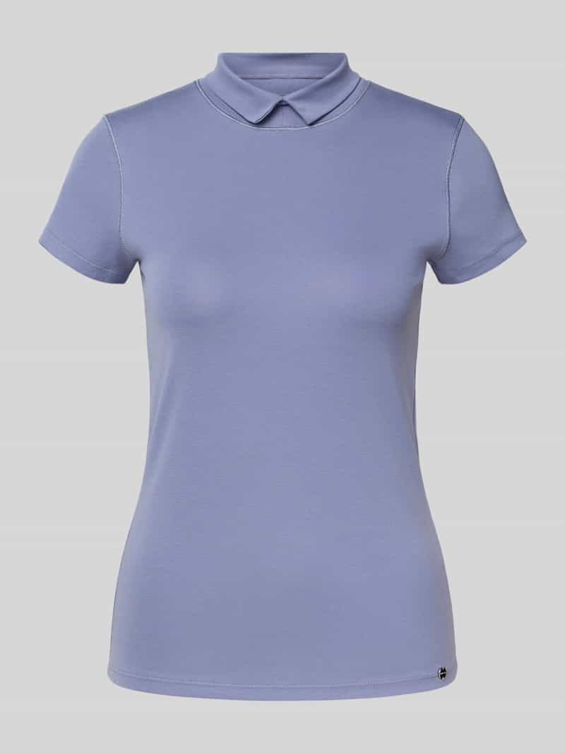 T-shirt z mieszanki bawełny i elastanu z golfem