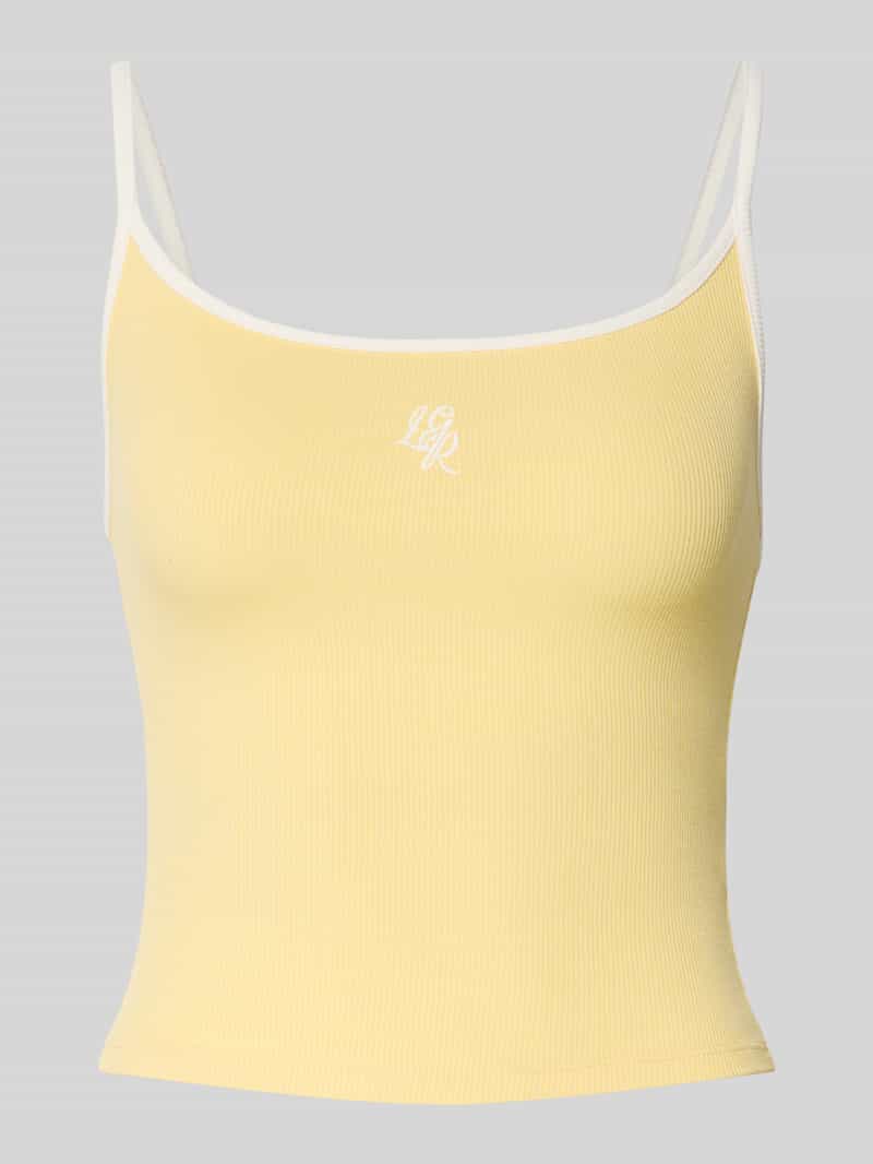 Top krótki z wyhaftowanym logo model ‘Ela’