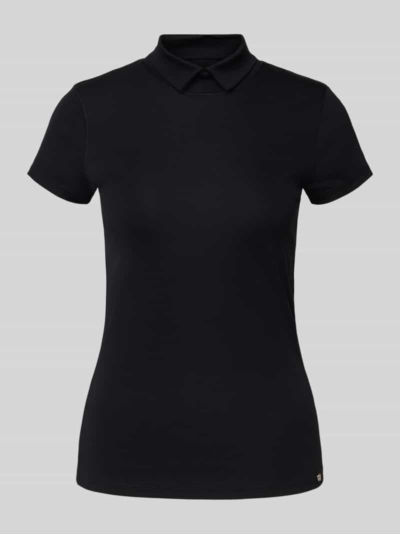T-shirt z mieszanki bawełny i elastanu z golfem