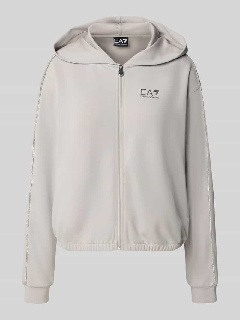 Bluza rozpinana z nadrukiem z logo i zamkiem błyskawicznym
