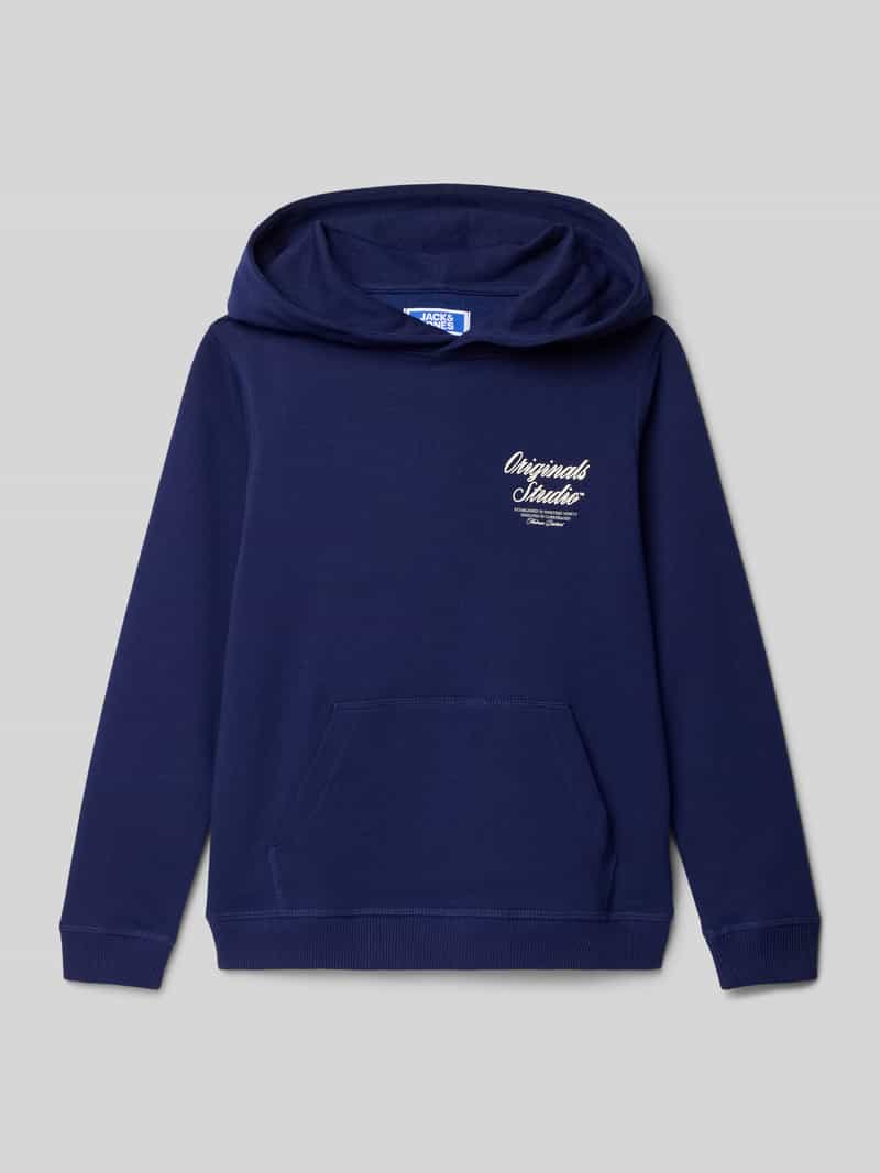 Bluza z kapturem, nadrukiem z logo i kieszenią kangurką
