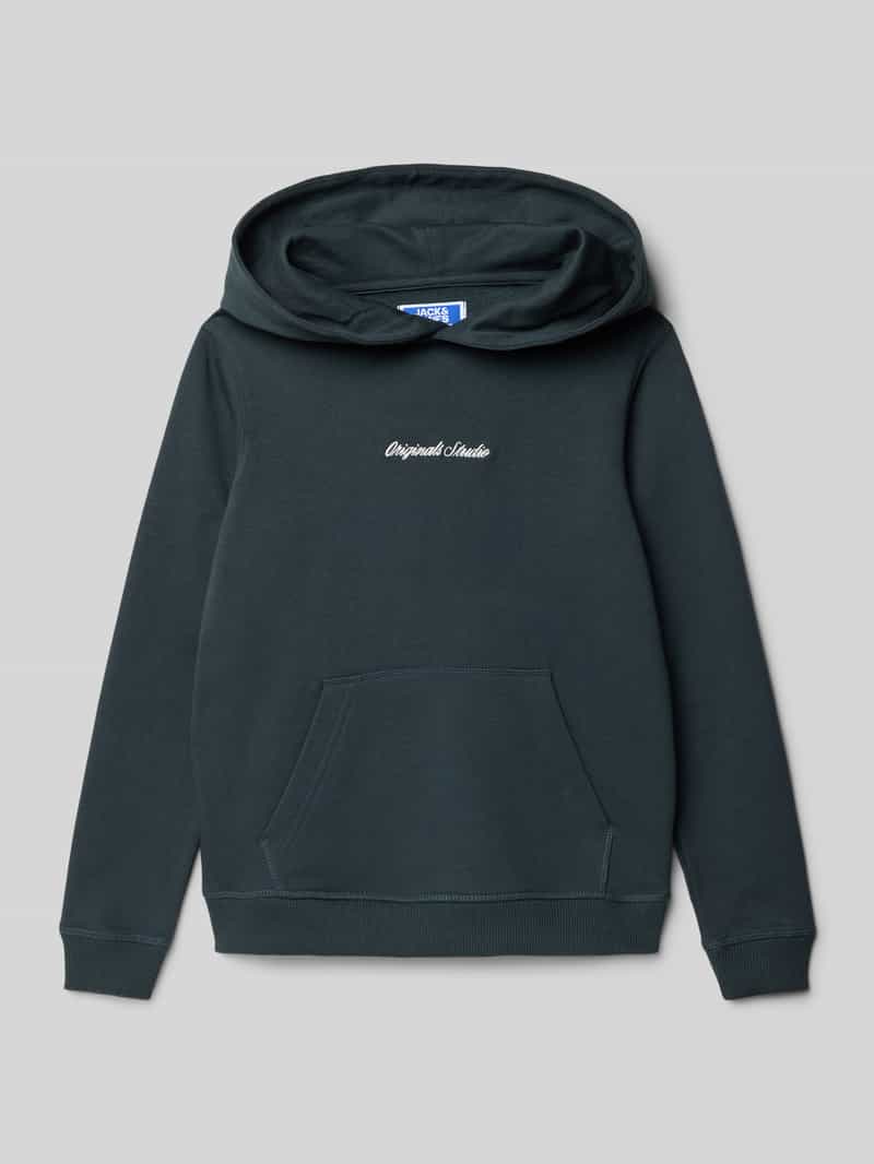 Bluza z kapturem, wyhaftowanym logo i kieszenią kangurką