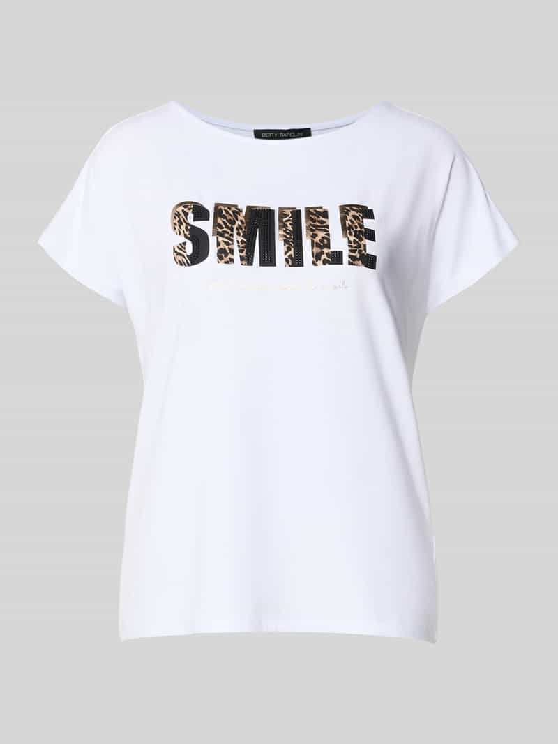 T-shirt z mieszanki wiskozy z nadrukiem z napisem
