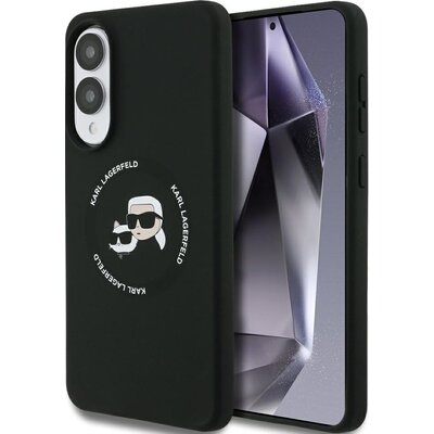 Etui KARL LAGERFELD Silicone Double Heads And Circle MagSafe do Samsung Galaxy S25 Edge Czarny