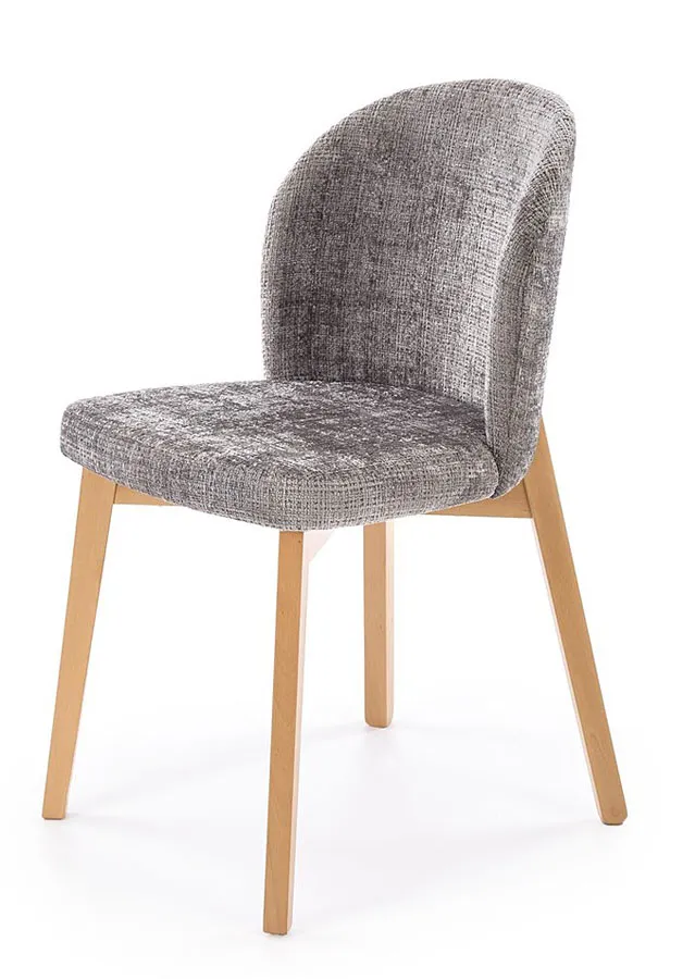 Szare drewniane krzesło tapicerowane - Lorenti