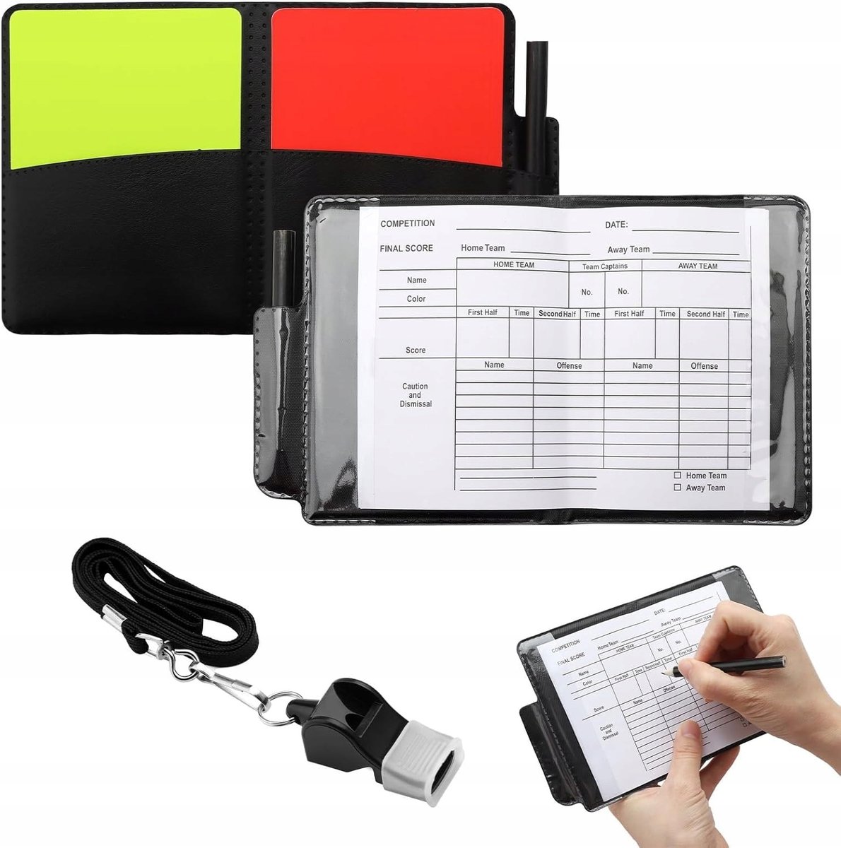 Zestaw Sędziowski Zestaw Sędziego Piłki Nożnej Gwizdek Czerwona Kartka