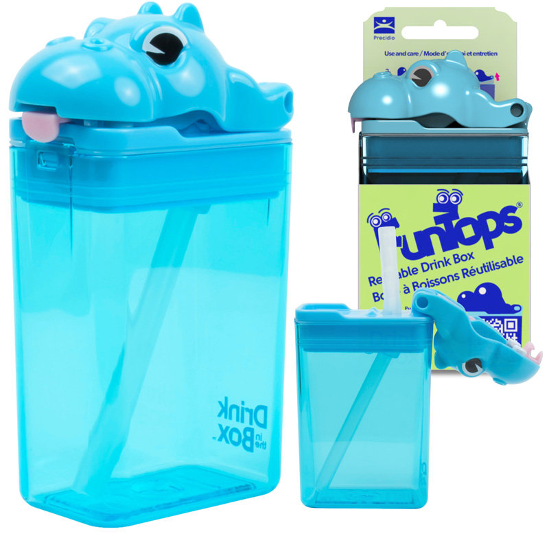 DRINK IN THE BOX TRITANOWY KWADRATOWY BIDON DZIECIĘCY Z HIPOPOTAMEM 235ML
