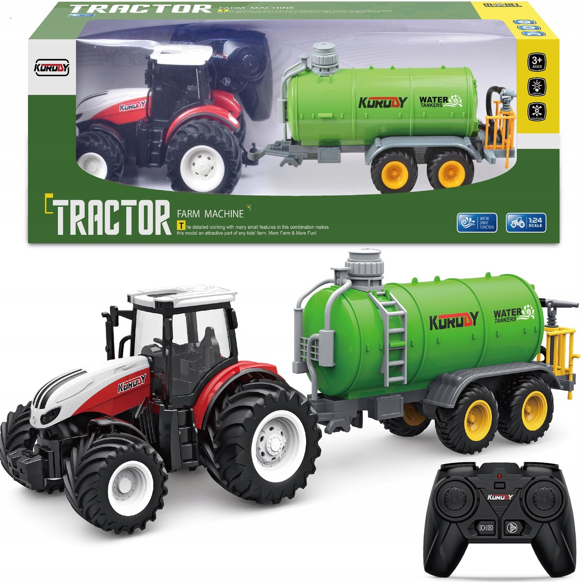 2 x TRAKTOR ZDALNIE STEROWANY Przyczepa BECZKOWÓZ POMPKA GUMOWE KOŁA MATADI